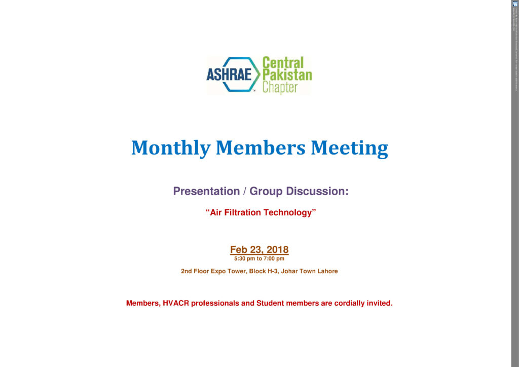 Monthly Member Meeting – Feb 2018